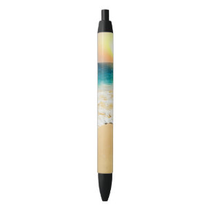 Stylo Noir Belle plage d'été coucher de soleil