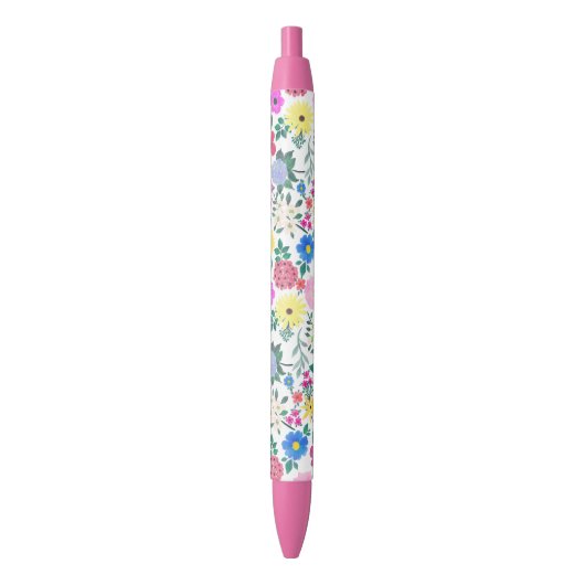 Stylo Noir Belles Fleurs Botanique Aquarelle Peinture (devant Vertical)
