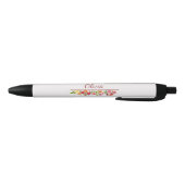 Stylo Noir Belles fleurs colorées d'aquarelle (Bas)