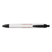 Stylo Noir Belles fleurs colorées d'aquarelle (Dos)