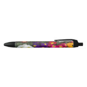 Stylo Noir Belles fleurs de Polyanthus brillantes (Haut)