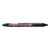 Stylo Noir Belles fleurs de Polyanthus brillantes (Dos)