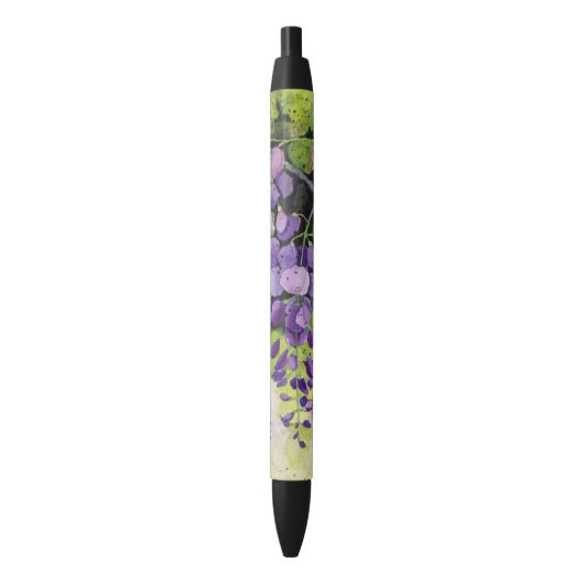Stylo Noir Belles Fleurs De Wisteria En Aquarelle Noir Dans (devant Vertical)