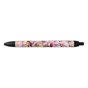 Stylo Noir Belles fleurs d'Hydrangée