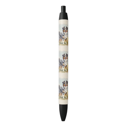 Stylo Noir Berger Australien Merle Queue Longue (devant Vertical)