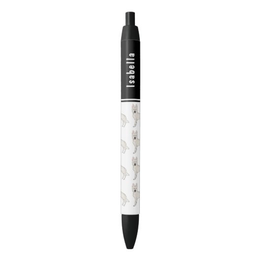 Stylo Noir Berger Suisse blanc GSD mignon chien avec nom (devant Vertical)