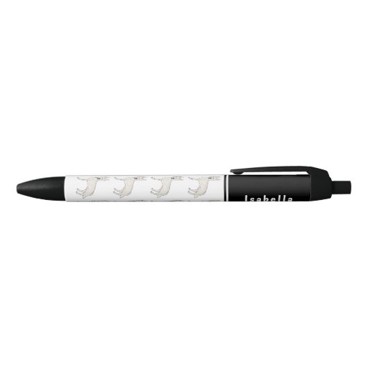 Stylo Noir Berger Suisse blanc GSD mignon chien avec nom (Haut)