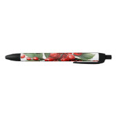 Stylo Noir Berries rouges vibreuses aux Feuilles verts luxuri (Bas)