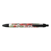 Stylo Noir Berries rouges vibreuses aux Feuilles verts luxuri (Dos)