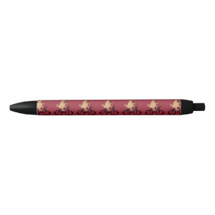 Stylo Noir Bicyclette drôle d'équitation de chiot de carlin