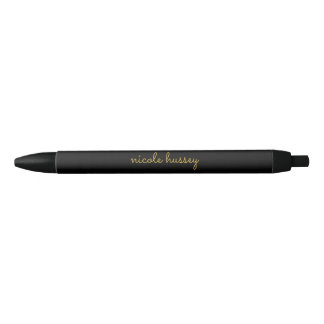 Stylo Noir Black and Gold Script  | Stylish Monogram Modern