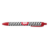 Stylo Noir Black and White Zig Zag Pattern Red Monogram (Bas)