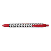 Stylo Noir Black and White Zig Zag Pattern Red Monogram (Dos)