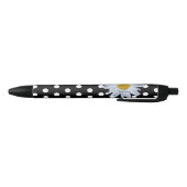 Stylo Noir Black Chic Blanc Pois Fun Daisy Personnalisé (Bas)