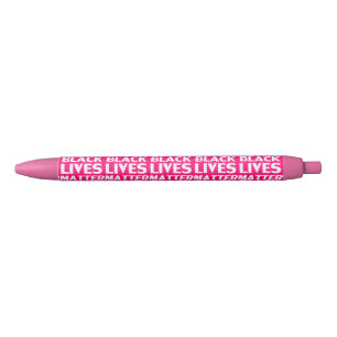 Stylo Noir Black Lives Matt rose chaud motif de typographie