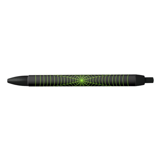 Stylo Noir Black neon vert toile d'araignée Halloween motif (Devant)