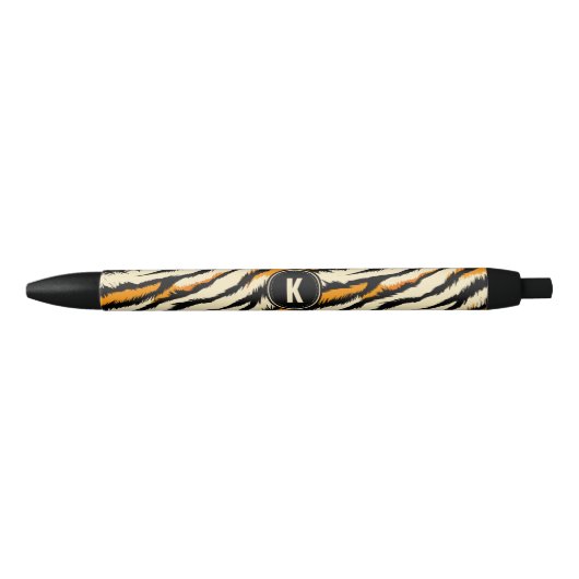 Stylo Noir Black Orange Tiger Stripes Pattern Monogram (Devant)