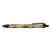 Stylo Noir Black Orange Tiger Stripes Pattern Monogram (Haut)