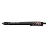 Stylo Noir Black Rose Gold Faux Parties scintillant Nom perso (Bas)