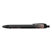 Stylo Noir Black Rose Gold Faux Parties scintillant Nom perso (Haut)