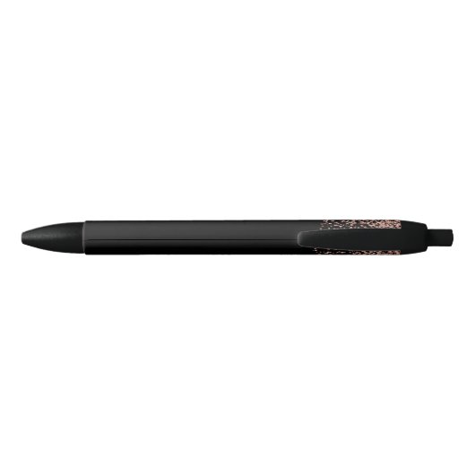 Stylo Noir Black Rose Gold Faux Parties scintillant Nom perso (Dos)