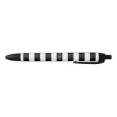 Stylo Noir Black White Horizontal Preppy Stripe Nom monogram (Bas)