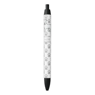 Stylo Noir Blanc Anglais Staffie Cute Cartoon Chien & Nom