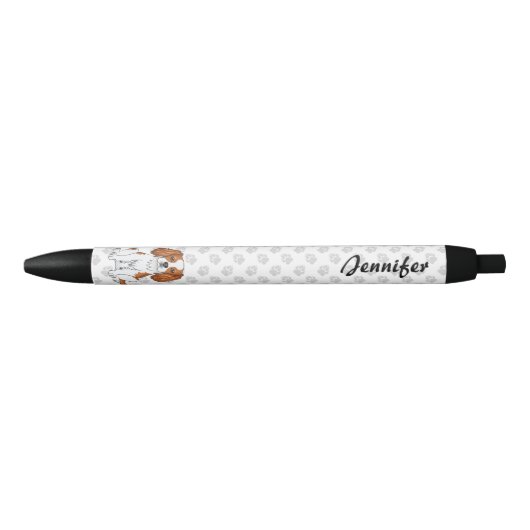 Stylo Noir Blenheim Cavalier King Charles Spaniel & Nom (Devant)