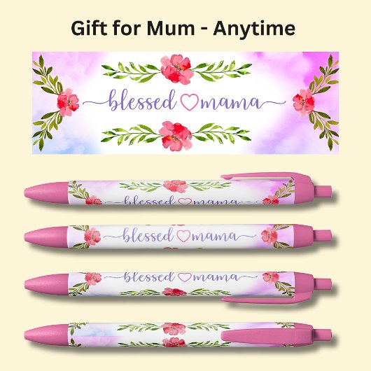 Stylo Noir Blesses Mama Fleurs Roses