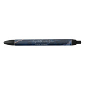 Stylo Noir Bleu Agate Marbre Or Parties scintillant Signature (Devant)