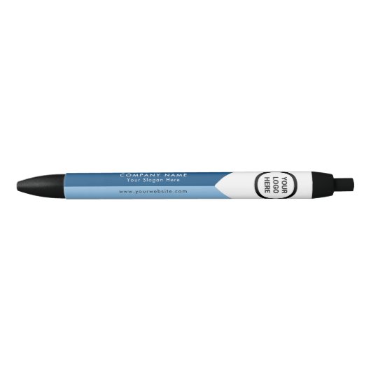 Stylo Noir Bleu blanc double ton logo d'entreprise Promotionn (Devant)