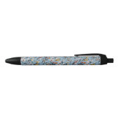 Stylo Noir Bleu clair Boho Chic Aquarelle Florale (Haut)
