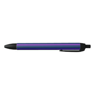 Stylo Noir Bleu et violet bonbons rayés