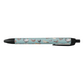 Stylo Noir Bleu gris motif au poulet (Bas)