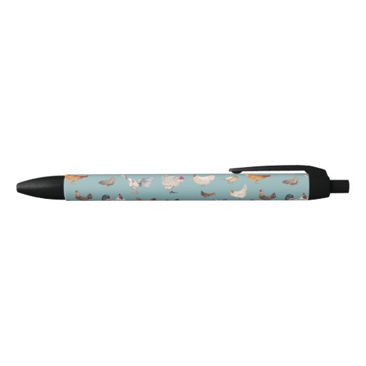 Stylo Noir Bleu gris motif au poulet (Haut)