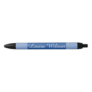 Stylo Noir Bleu marine et lignes modernes monogramme