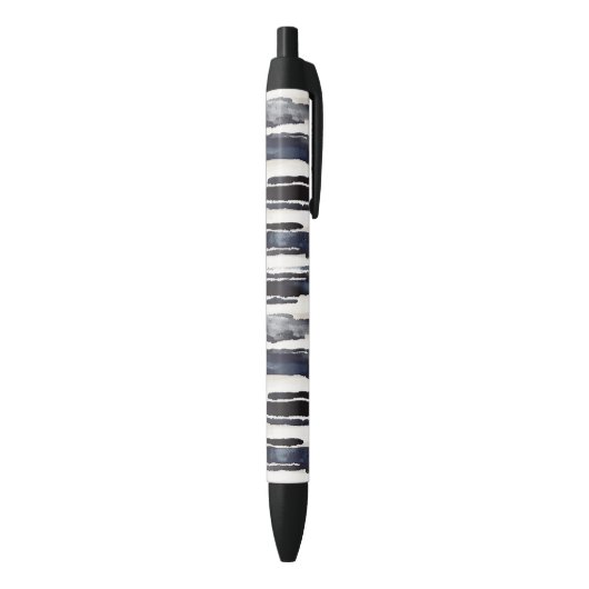 Stylo Noir Bleu Marine Rayures Blanches (Bas (Vertical))