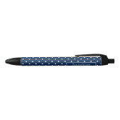 Stylo Noir Bleu Nuit Et Points Blancs Avec Nom (Haut)