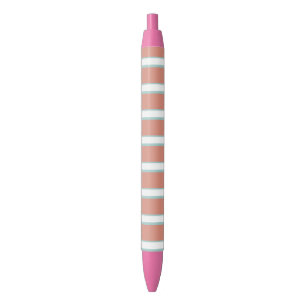 Stylo Noir Bleu, rose et blanc rayures motif