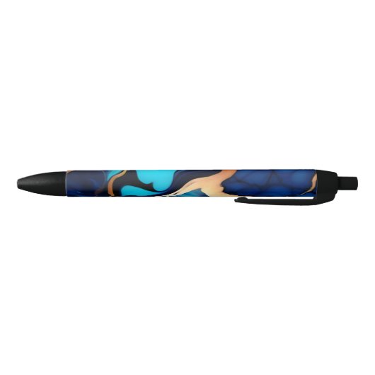 Stylo Noir Bleu tendance en or faux marbre (Bas)