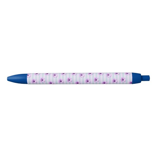 Stylo Noir blue and purple striped daisy pattern (Devant)