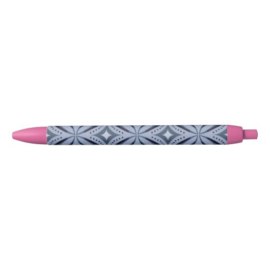Stylo Noir Blue Geometric Pattern Retro Style (Devant)