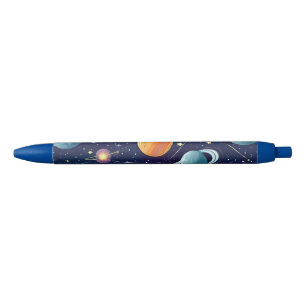 Stylo Noir Blue Orange Planètes Galactiques Imaginaire scifi