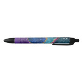 Stylo Noir Blue Purple Aqua Gold Veines Agate Monogramme (Bas)