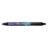 Stylo Noir Blue Purple Aqua Gold Veines Agate Monogramme (Dos)