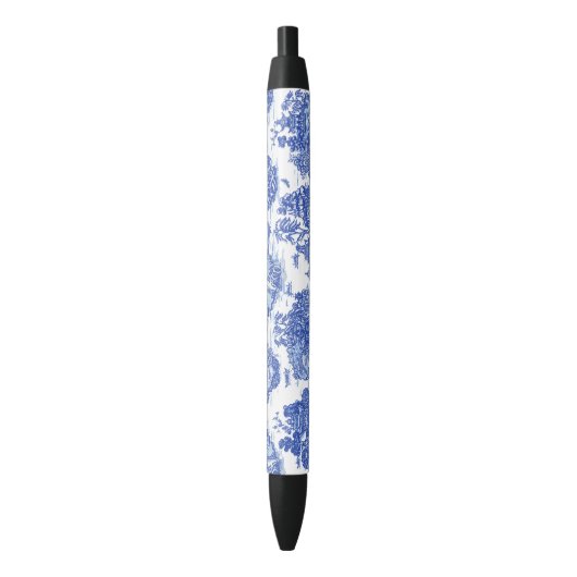 Stylo Noir Blue Willow Animal Rabbit Cerf Fox Bird Toile (devant Vertical)