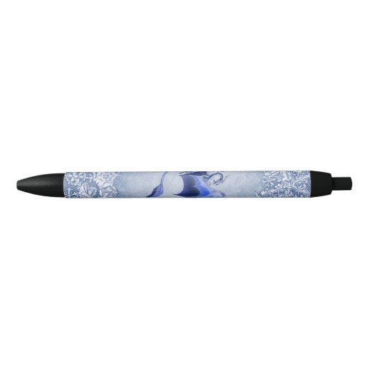 Stylo Noir Blue Winter Dragon Imaginaire Nature Art (Devant)