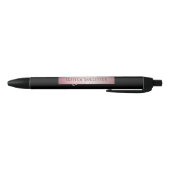 Stylo Noir Blush Élégant Faux Or Rose | Nom & Initiales (Bas)