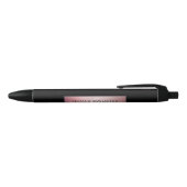 Stylo Noir Blush Élégant Faux Or Rose | Nom & Initiales (Haut)