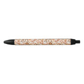 Stylo Noir Boeuf mignon cerf modèle floral (Devant)